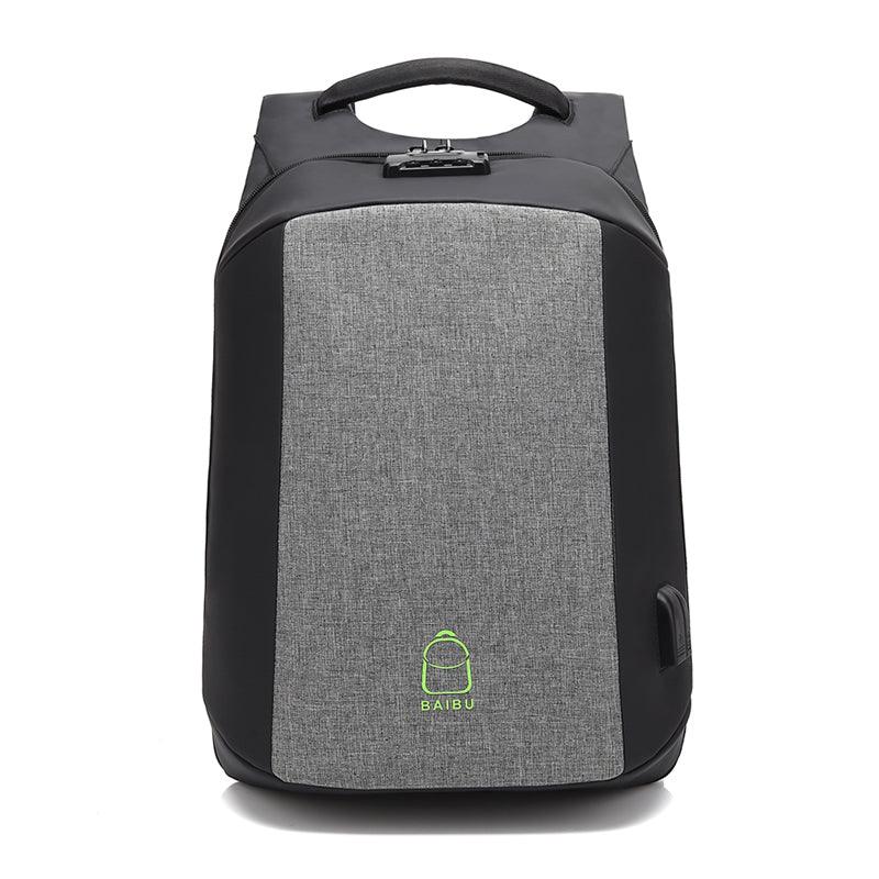 Multi-function Waterproof Nylon Anti-theft Computer Backpack With Changing And Auxiliary Port-Grey - Obeezi.com