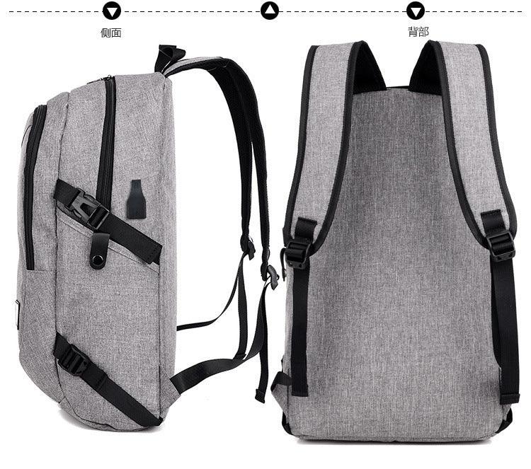 Multi-Functional Canvas USB Backpack-Black - Obeezi.com