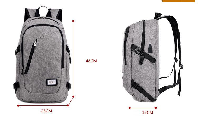 Multi-Functional Canvas USB Backpack-Black - Obeezi.com