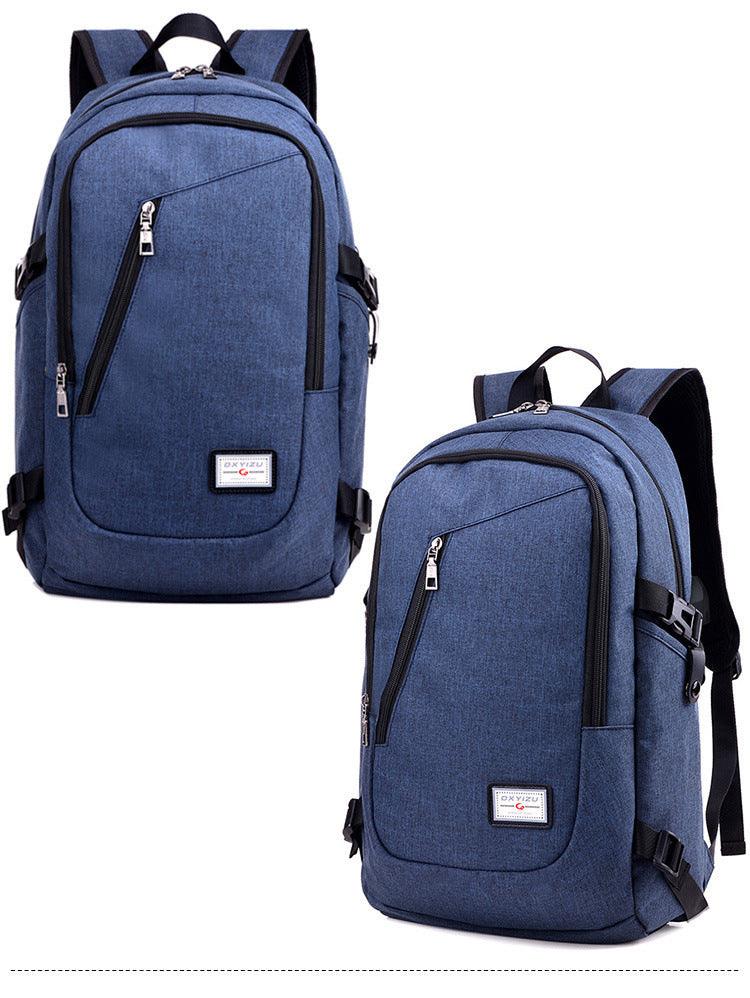Multi-Functional Canvas USB Backpack-Blue - Obeezi.com