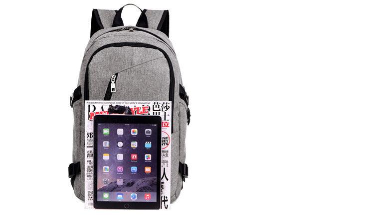Multi-Functional Canvas USB Backpack-Grey - Obeezi.com