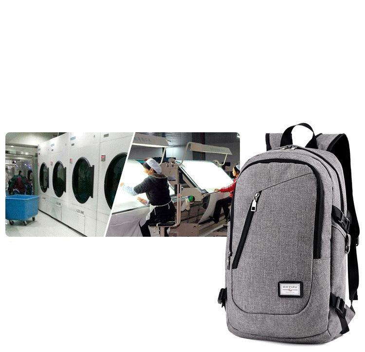 Multi-Functional Canvas USB Backpack-Grey - Obeezi.com