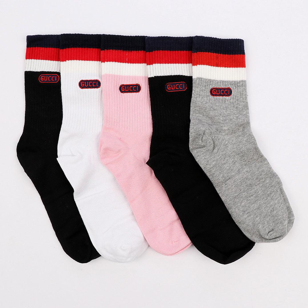 Multicolored 5 In 1 Designer Crested Socks - Obeezi.com