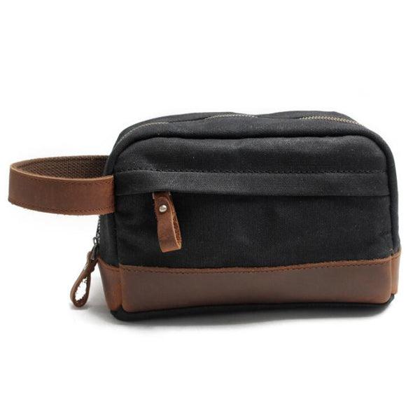 Multifunction Canvas and Leather Handy Sling Hand Pouch - Black - Obeezi.com