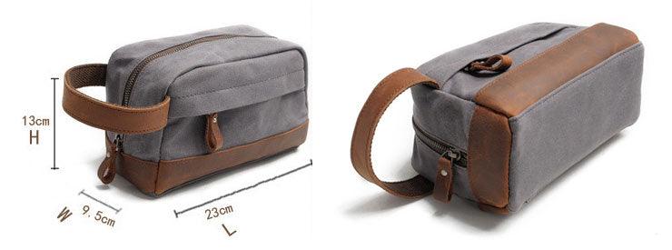 Multifunction Canvas and Leather Handy Sling Hand Pouch - Black - Obeezi.com