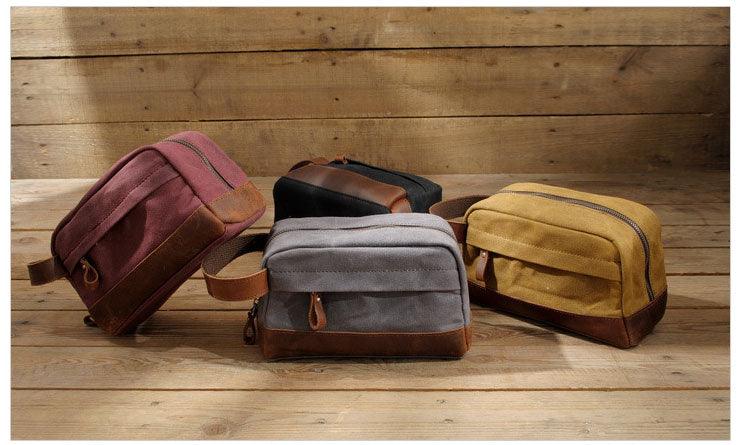 Multifunction Canvas and Leather Handy Sling Hand Pouch - Black - Obeezi.com