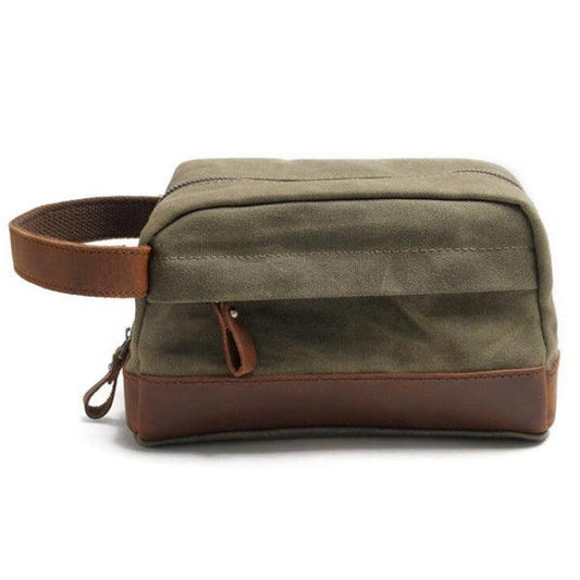 Multifunction Canvas and Leather Handy Sling Hand Pouch - Green - Obeezi.com