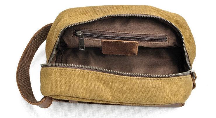 Multifunction Canvas and Leather Handy Sling Hand Pouch - Green - Obeezi.com