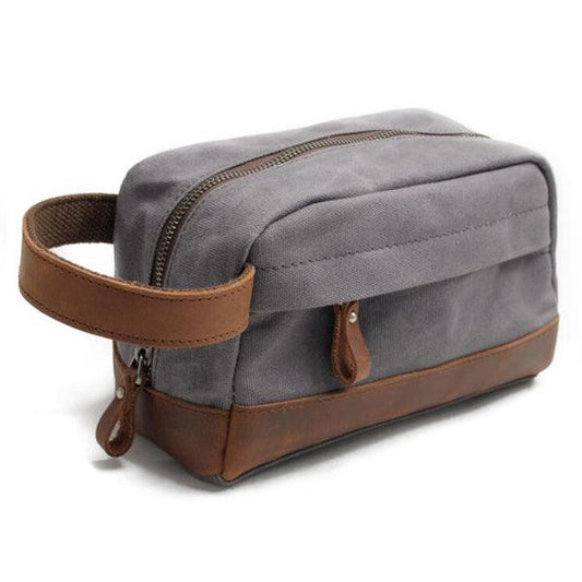 Multifunction Canvas and Leather Handy Sling Hand Pouch - Grey - Obeezi.com