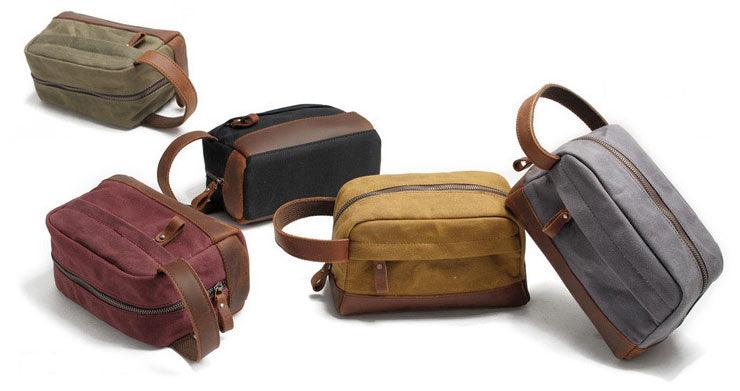 Multifunction Canvas and Leather Handy Sling Hand Pouch - Grey - Obeezi.com