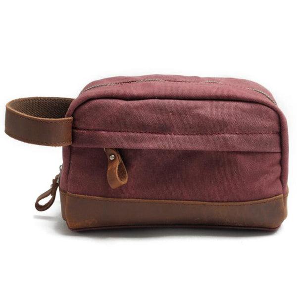 Multifunction Canvas and Leather Handy Sling Hand Pouch - Red - Obeezi.com
