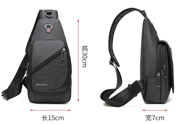 Multifunction Cross Strap WaterProof Black Sports Bag With USB Port - Obeezi.com