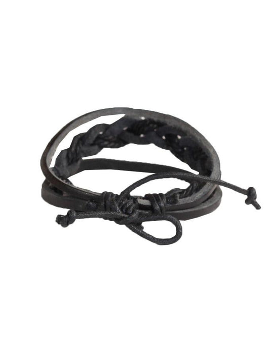 Multilayer Unisex Leather Bracelet Black - Obeezi.com