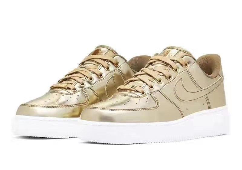 N A F 1 07 Patent Liquid Gold Men's Sneakers - Obeezi