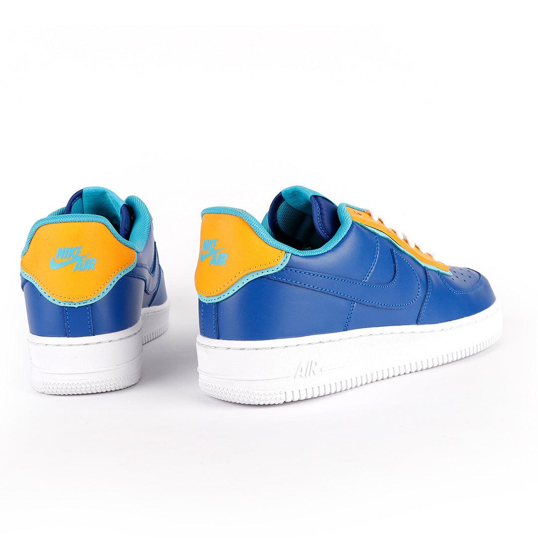 N A F 1 07 Patent RoyalBlue White and yellow Casual Sneakerboots - Obeezi