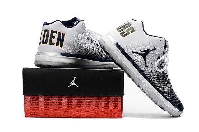 N A J XXXI 31 Low California Golden Bears White Amarillo College Navy Men's Basketball Sneakers - Obeezi