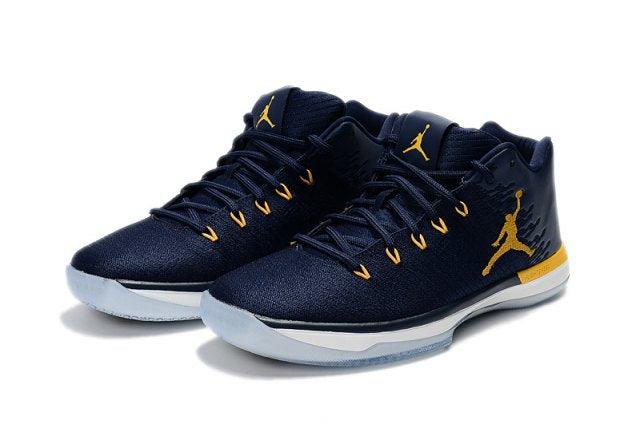 N A J XXXI 31 Low Michigan Wolverines College Navy Amarillo White Men's Basketball Sneakers - Obeezi