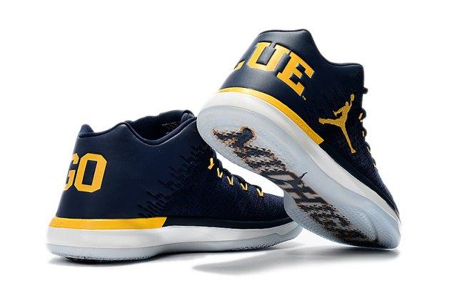 N A J XXXI 31 Low Michigan Wolverines College Navy Amarillo White Men's Basketball Sneakers - Obeezi