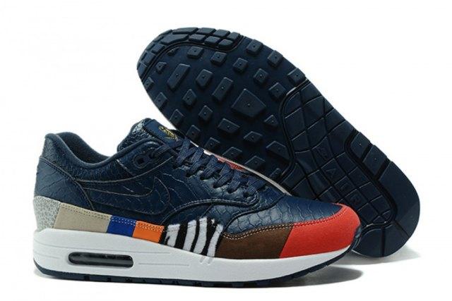 N A M 1 Master Snakeskin Pattern Men's Casual Running Shoes Dark Blue - Obeezi