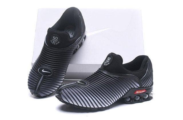 N A M Plus v 50 Cent Shox Black White Grey Shox Nz Mens Athletic Running Trainers - Obeezi