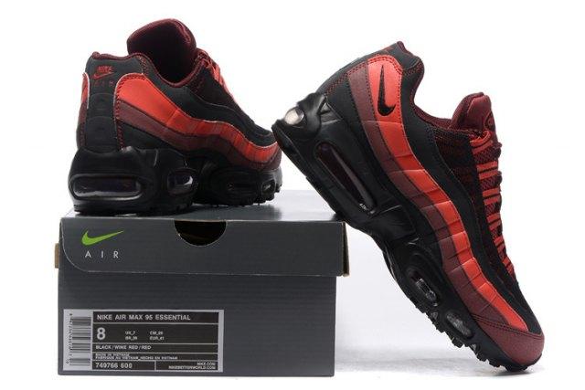 N A Max 95 Essential Red Black University Men's Casual Trainers Running Shoes - Obeezi