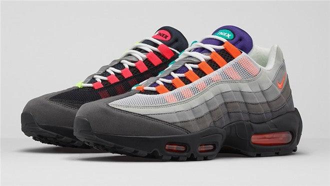 N Air Max 95 Black/Grey/Orange/Green/Purple Sneakers - Obeezi