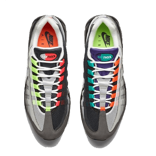 N Air Max 95 Black/Grey/Orange/Green/Purple Sneakers - Obeezi