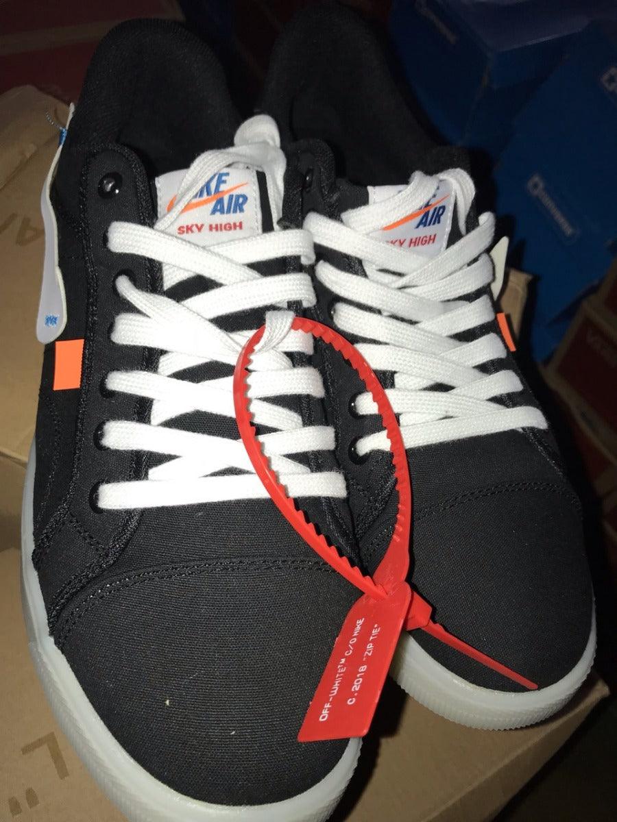 N OFF White X AIR Jordan Skyhigh Black Women's Men's Casual Sneakers - Obeezi