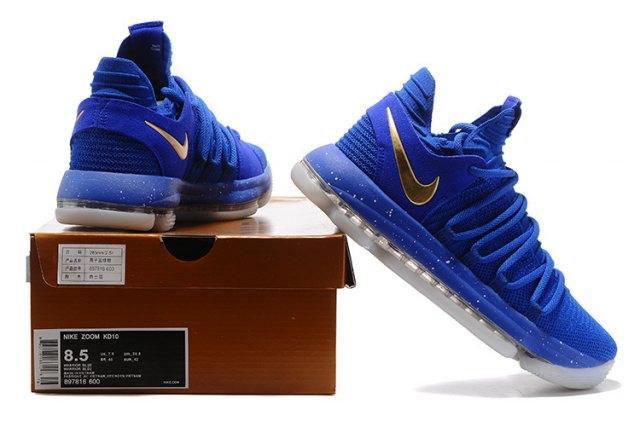 N Zoom KD 10 EP Royal Blue Gold Kevin Durant Men's Basketball Sneakers - Obeezi