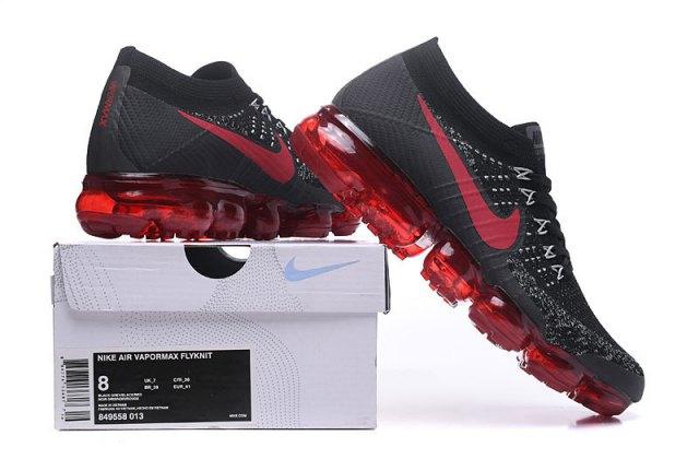 NAM VaporMax Flyknit Team Red Black Men's Running Trainers - Obeezi