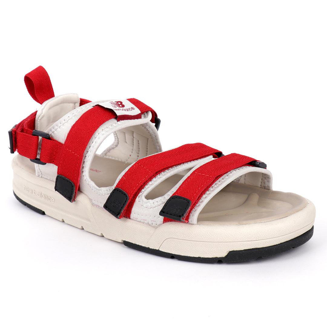 NB Three Red Straps And Off White Men's Sandal - Obeezi.com