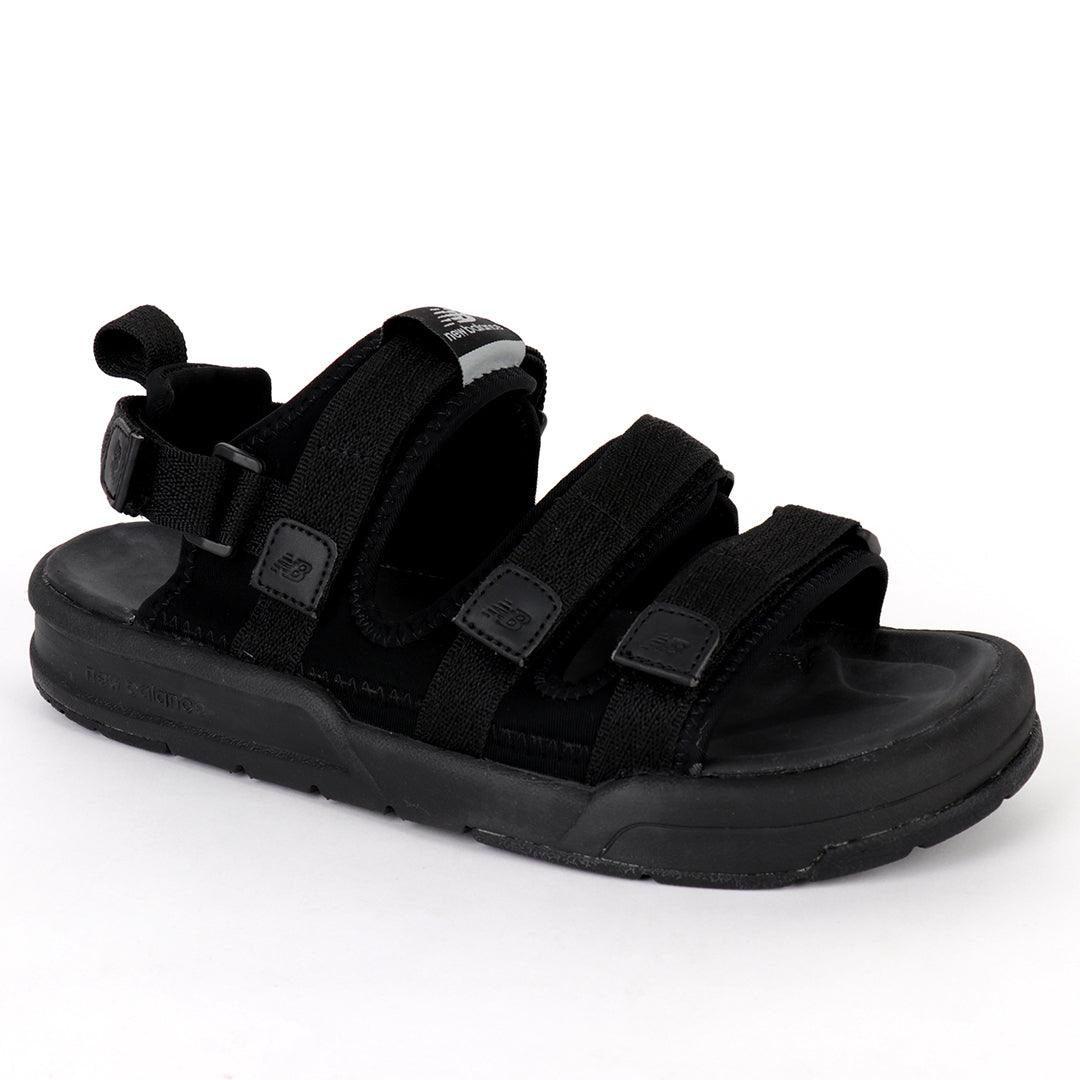 NB Three Straps All Black Sandals - Obeezi.com