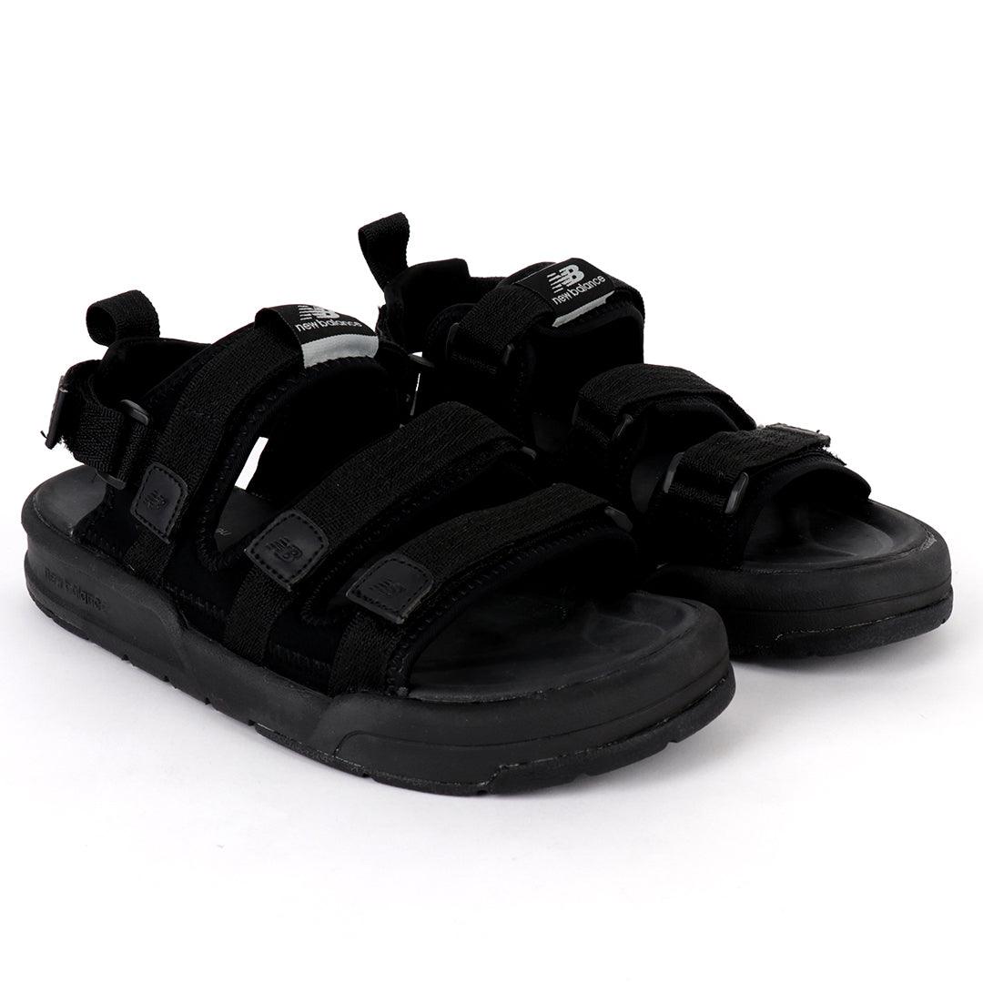 NB Three Straps All Black Sandals - Obeezi.com