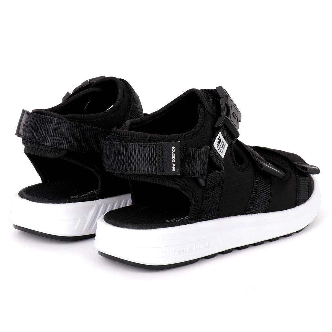 NB Three Straps All Black With White Sole Sandal - Obeezi.com
