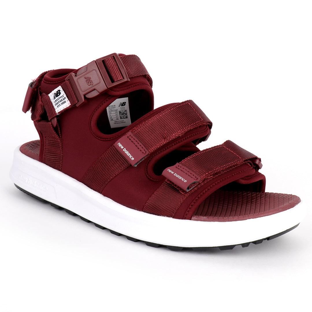 NB Three Straps All Wine With White Sole Sandal - Obeezi.com