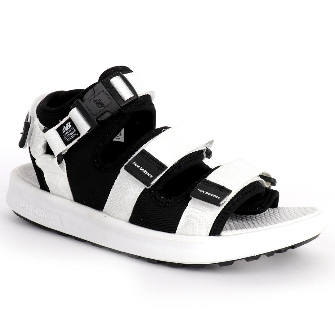 NB Three Straps Black And White Mens' Sandal - Obeezi.com