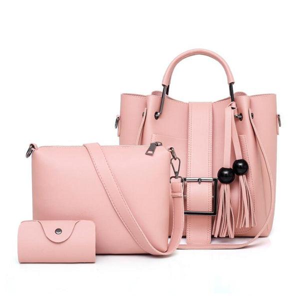 Newest Elegant Style Sets Lady Handbag With Fringes Pink - Obeezi.com