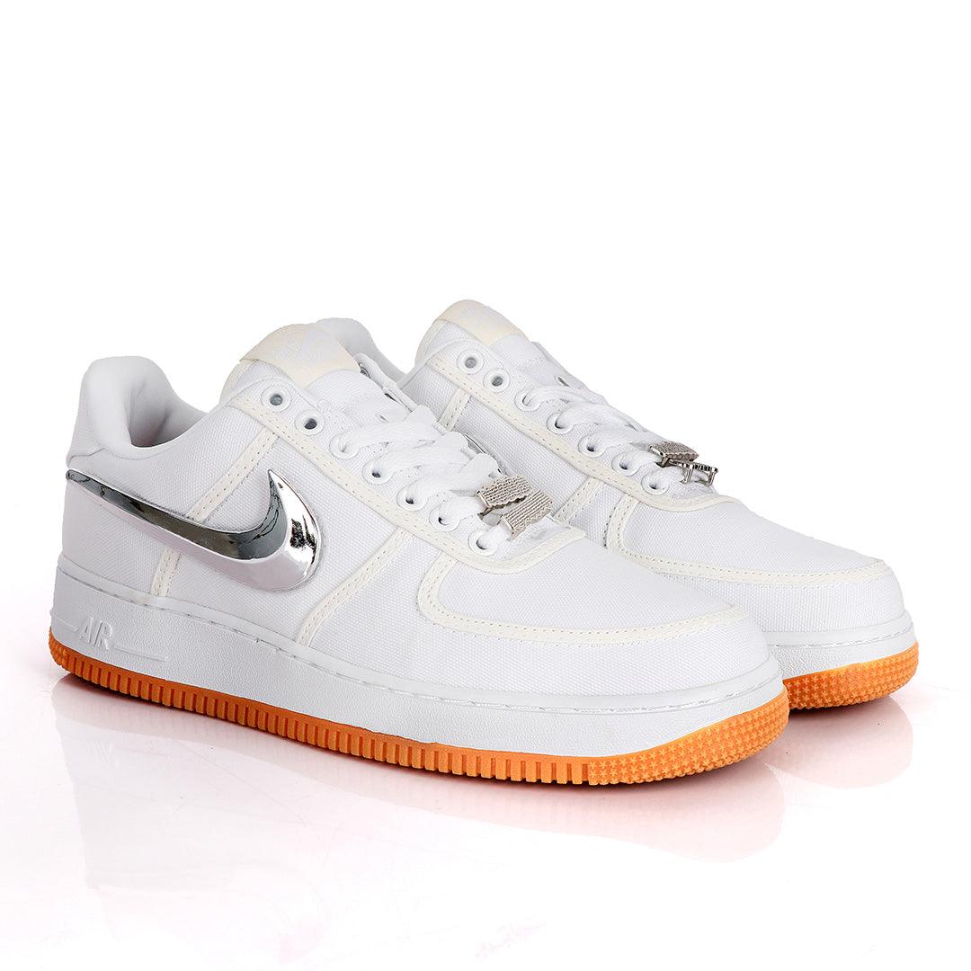 NK AF-1 Detachable Silver Logo White Sneakers With LV Head Cover - Obeezi