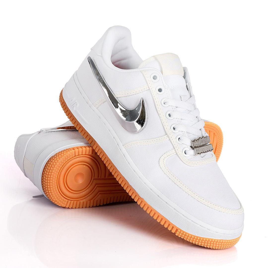 NK AF-1 Detachable Silver Logo White Sneakers With LV Head Cover - Obeezi