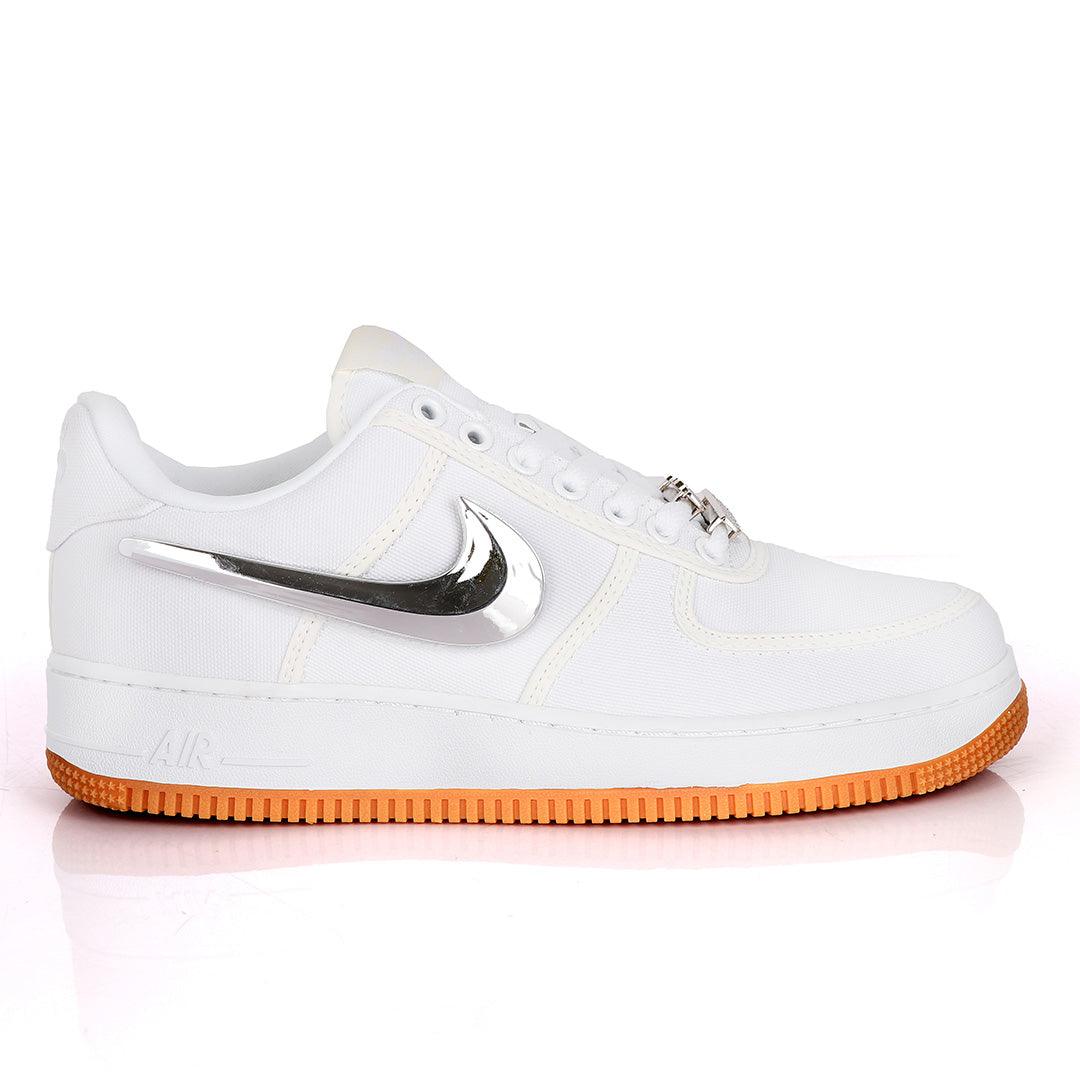 NK AF-1 Detachable Silver Logo White Sneakers With LV Head Cover - Obeezi