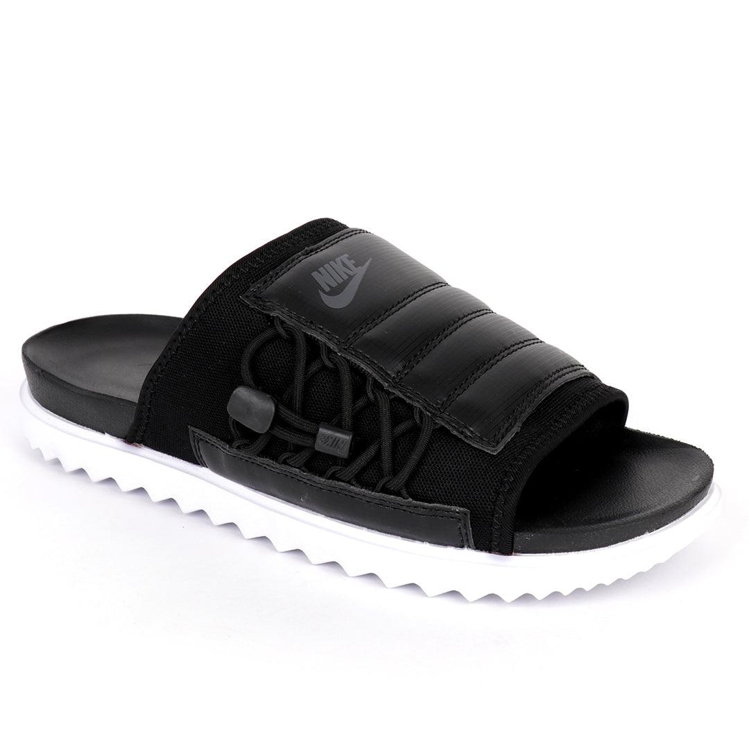 NK Asuna Black Slide With White Rubber Sole - Obeezi.com