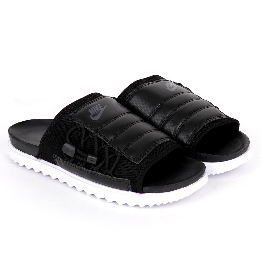 NK Asuna Black Slide With White Rubber Sole - Obeezi.com