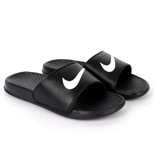 NK Benasi JDI All Black With White Logo Men's Slide - Obeezi.com