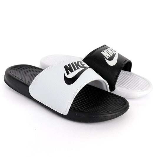 NK Benasi JDI Black and White Design Men's Slide - Obeezi.com