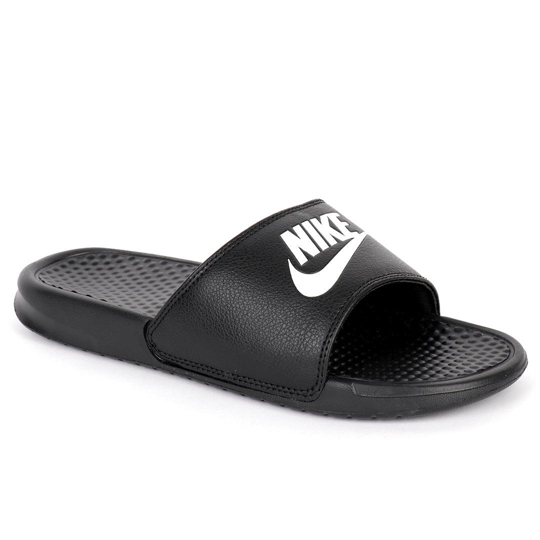 NK Benasi JDI Black With Off-white Logo Men's Slide - Obeezi.com