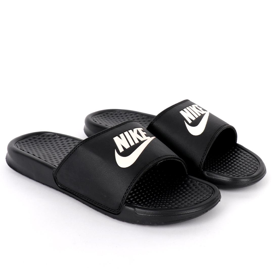NK Benasi JDI Black With Off-white Logo Men's Slide - Obeezi.com