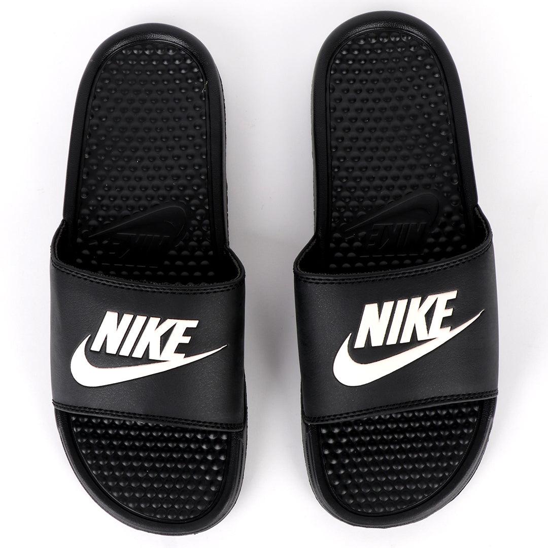 NK Benasi JDI Black With White Logo Men's Slide - Obeezi.com