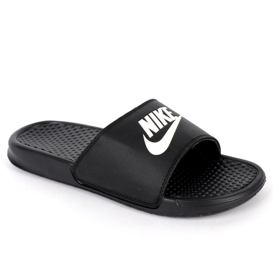 NK Benasi JDI Black With White Logo Men's Slide - Obeezi.com