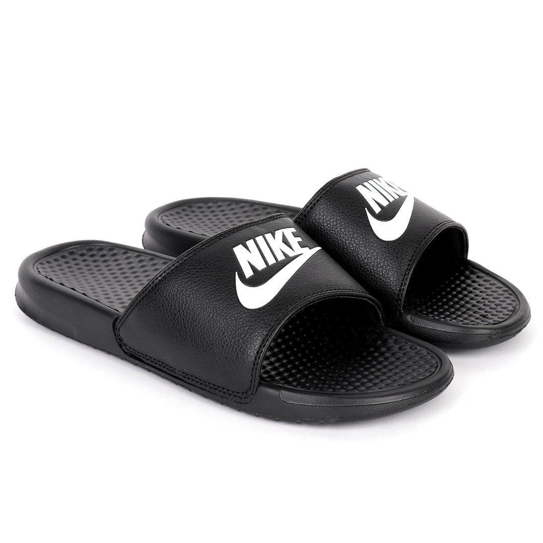 NK Benasi JDI Black With White Logo Men's Slide - Obeezi.com