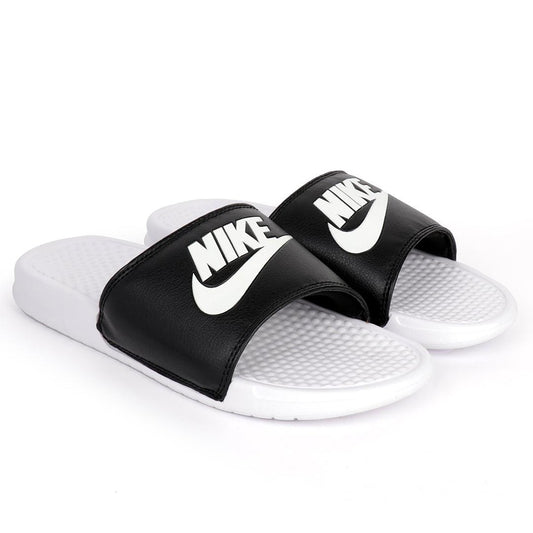 NK Benasi JDI White With Black Design Logo Men's Slide - Obeezi.com